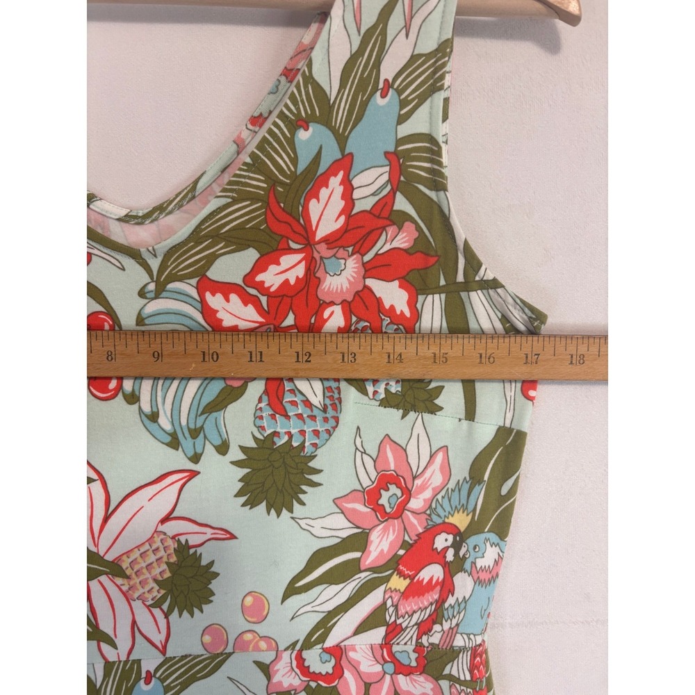 Floral Maxi Dress Womens MP Mint Green Tropical Novelty Print Cruise Vacation - Picture 7 of 11